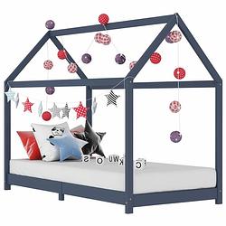 Foto van Vidaxl kinderbedframe massief grenenhout grijs 90x200 cm