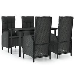 Foto van Vidaxl 5-delige loungeset met kussens poly rattan zwart