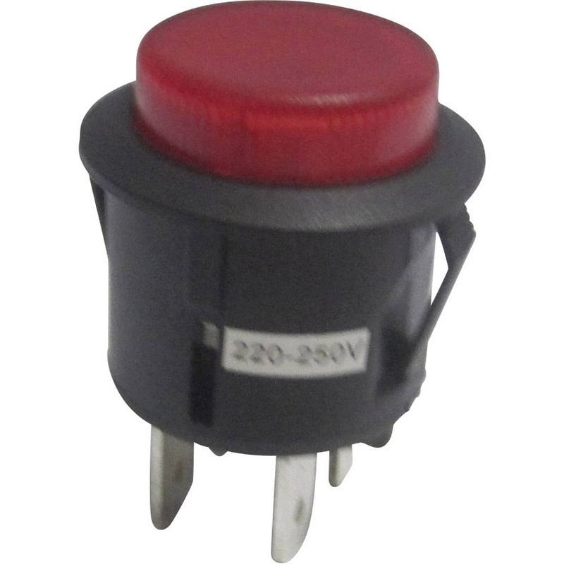 Foto van Tru components tc-r13-527al-02rt druktoets 250 v/ac 6 a 1x uit/(aan) moment rood 1 stuk(s)