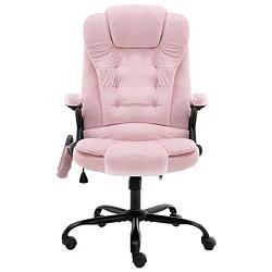 Foto van The living store kantoorstoel fluwelen roze - ergonomisch - massage - verwarming