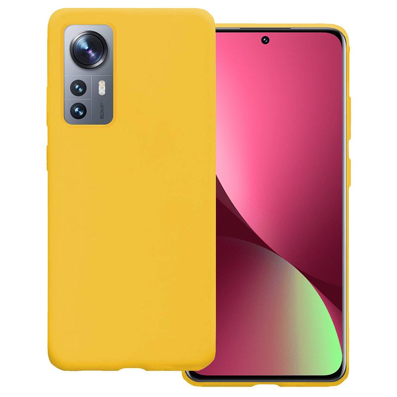 Foto van Basey xiaomi 12 hoesje geel siliconen - xiaomi 12 case back cover geel silicone - xiaomi 12 hoesje siliconen hoes geel