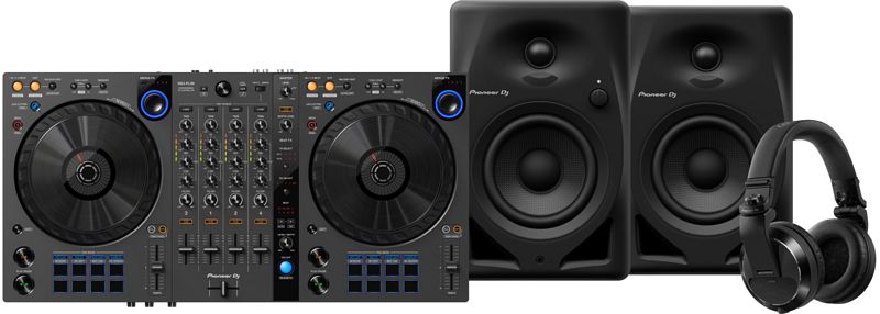 Foto van Pioneer dj ddj-flx6 + pioneer dj hdj-x7 zwart + pioneer dj dm-40d zwart