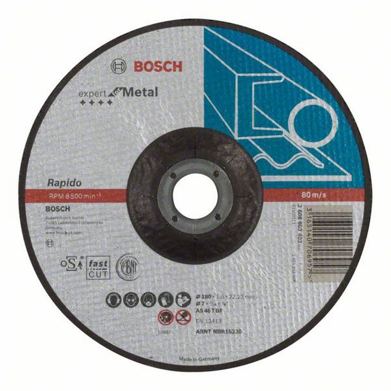 Foto van Bosch accessories 2608603403 2608603403 doorslijpschijf gebogen 180 mm 22.23 mm 1 stuk(s)