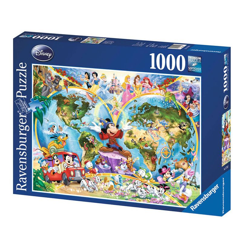 Foto van Ravensburger puzzel disney wereldkaart - 1000 stukjes