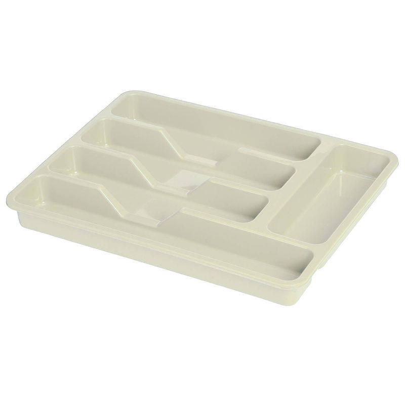 Foto van Excellent houseware bestekbak/keuken organizer - 5-vaks - creme - 33,5 x 26,5 x 3,5 cm - bestekbakken