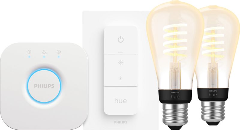 Foto van Philips hue filament white ambiance edison 2-pack startpakke