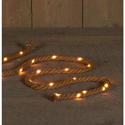 Foto van Batterijverlichting led jute touw koperdraad 20 led / 1,5 meter classic met timer