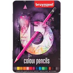 Foto van Bruynzeel kleurpotloden light, metalen doos van 12 stuks