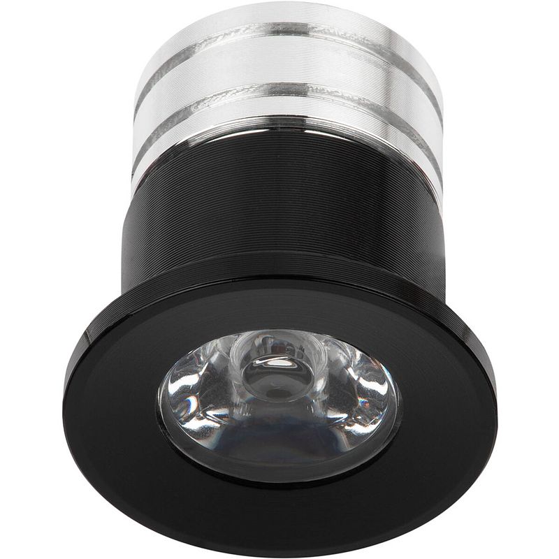 Foto van Led veranda spot verlichting - 3w - warm wit 3000k - inbouw - rond - mat zwart - aluminium - ø31mm