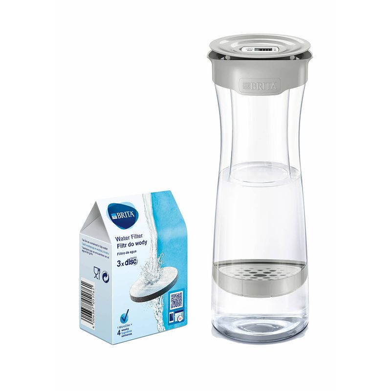 Foto van Brita - fill&serve - waterfilterkaraf - 1,3l - grijs + microdisc 3 pack waterfilterpatroon - voordeelverpakking