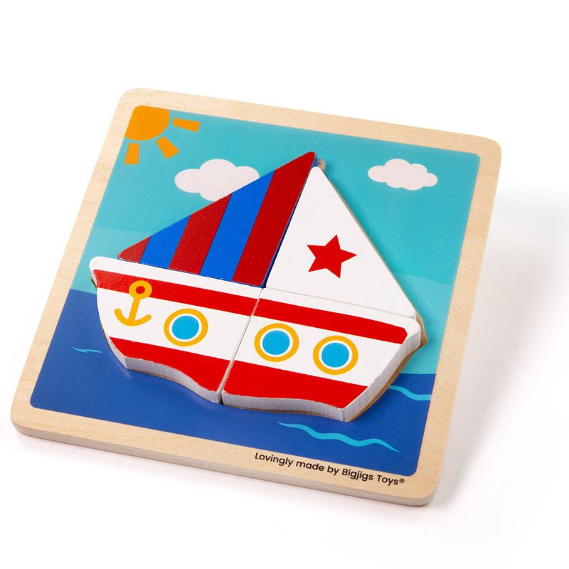 Foto van Bigjigs chunky lift out boat puzzle