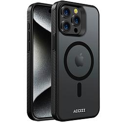 Foto van Accezz rugged frosted backcover met magsafe iphone 15 pro max telefoonhoesje zwart