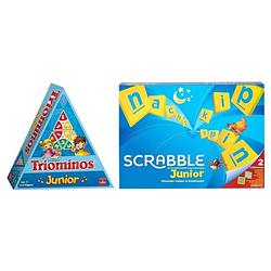 Foto van Spellenbundel - 2 stuks - triominos junior & mattel scrabble junior