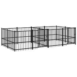 Foto van The living store hondenhok hondenkennel - gepoedercoat staal - 388x193.5x100cm - zwart