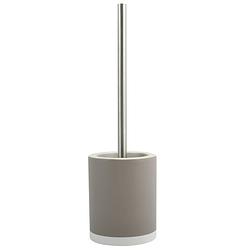 Foto van Msv shine toilet/wc-borstel houder - keramiek/metaal - taupe - 38 cm - toiletborstels