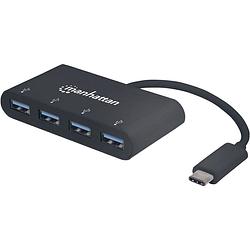 Foto van Manhattan 162746 4 poorten usb 3.2 gen 1-hub met usb-c stekker zwart