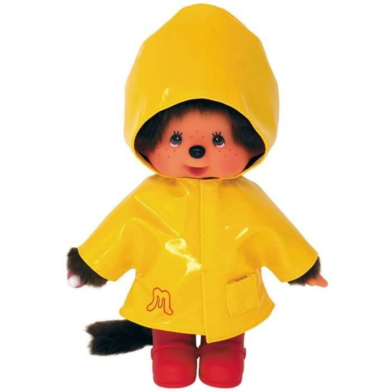 Foto van Bandai monchhichi - iconische regenjas 20 cm - geel