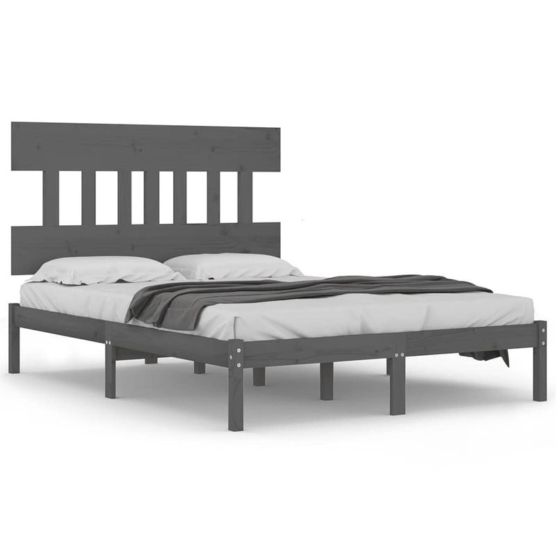 Foto van Vidaxl bedframe massief hout grijs 120x200 cm