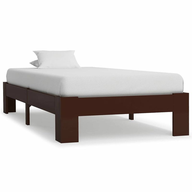 Foto van Vidaxl bedframe massief grenenhout donkerbruin 90x200 cm