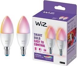 Foto van Wiz smart kaarslamp 2-pack  - gekleurd en wit licht - e14