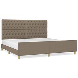 Foto van Vidaxl bedframe met hoofdeinde stof taupe 200x200 cm