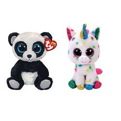 Foto van Ty - knuffel - beanie boo's - bamboo panda & harmonie unicorn