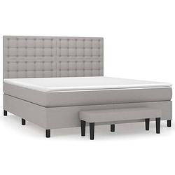 Foto van The living store boxspringbed - pocketvering - 203 x 180 x 118/128 cm - lichtgrijs - inclusief matras en topmatras