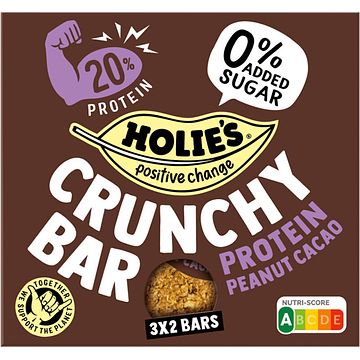 Foto van Holie'ss crunchy bar protein peanut cacao 3 x 2 bars bij jumbo