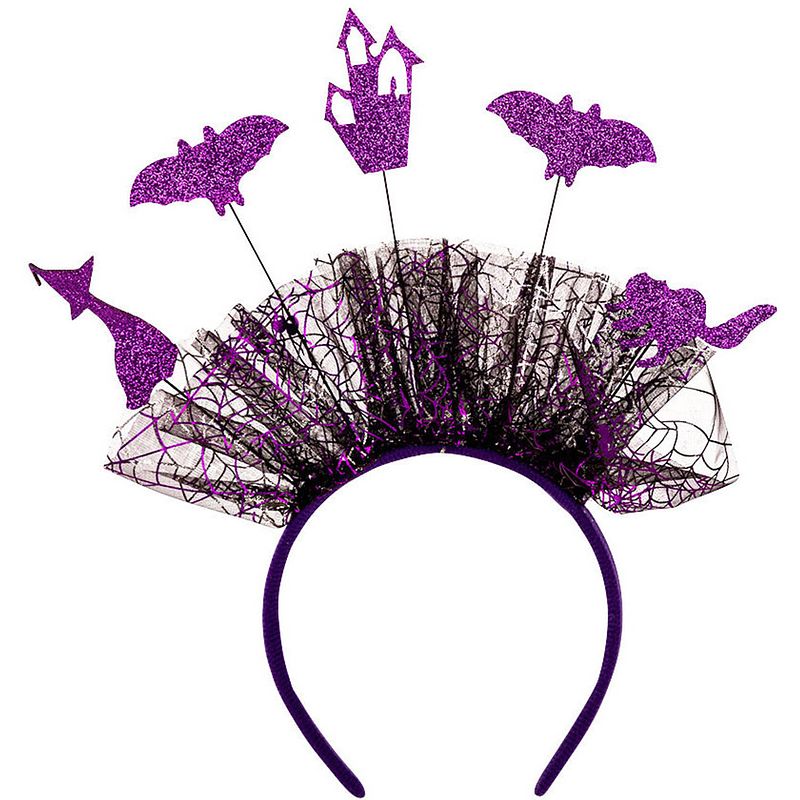 Foto van Carnival toys diadeem halloween tule zwart/paars one-size