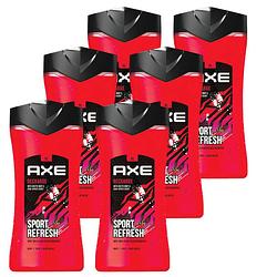 Foto van Axe 3-in-1 douchegel, facewash & shampoo - sport recharge - 6 x 400 ml - voordeelverpakking