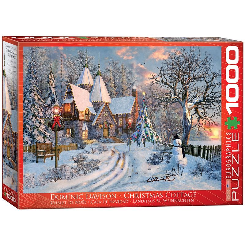 Foto van Eurographics puzzel christmas cottage - dominic davison - 1000 stukjes