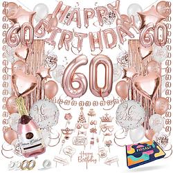 Foto van Fissaly® 60 jaar rose goud verjaardag decoratie versiering - feest - helium, latex & papieren confetti ballonnen