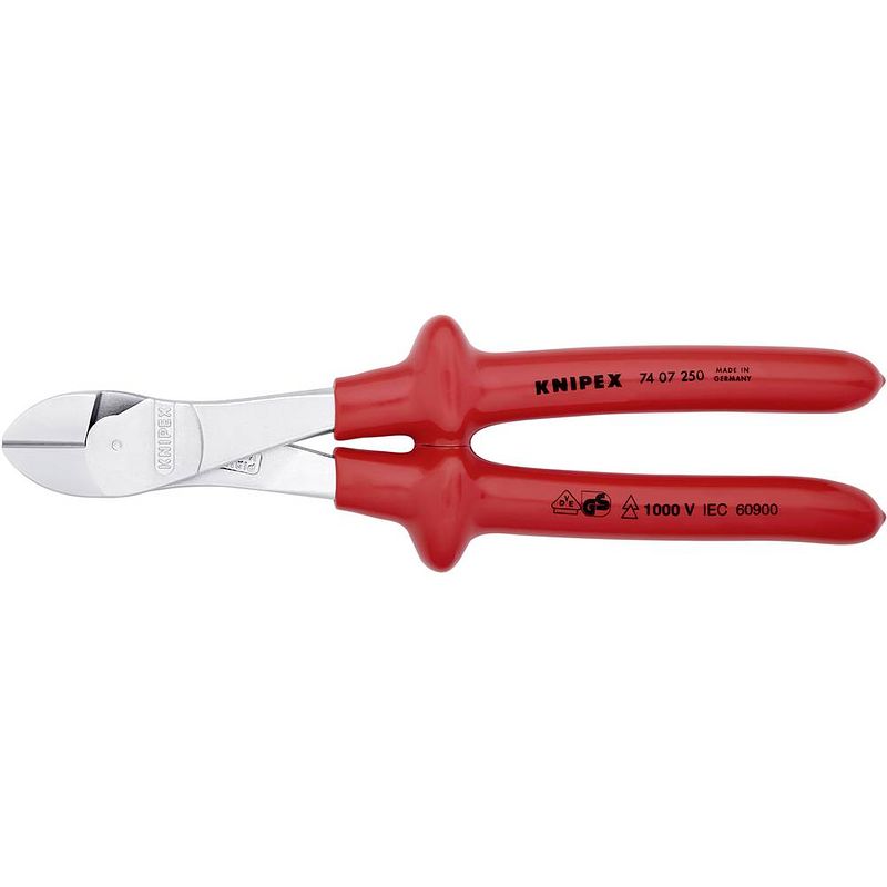 Foto van Knipex 74 07 250 vde kracht-zijsnijtang met facet 250 mm