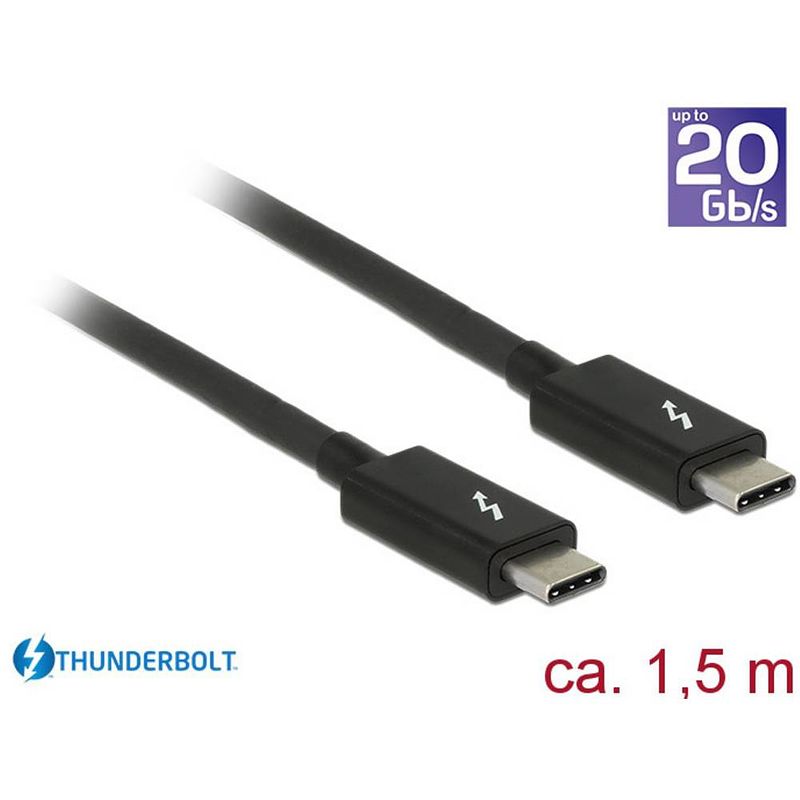 Foto van Delock usb aansluitkabel thunderbolt (usb-c) stekker, thunderbolt (usb-c) stekker 1.50 m zwart 84846 thunderbolt-kabel