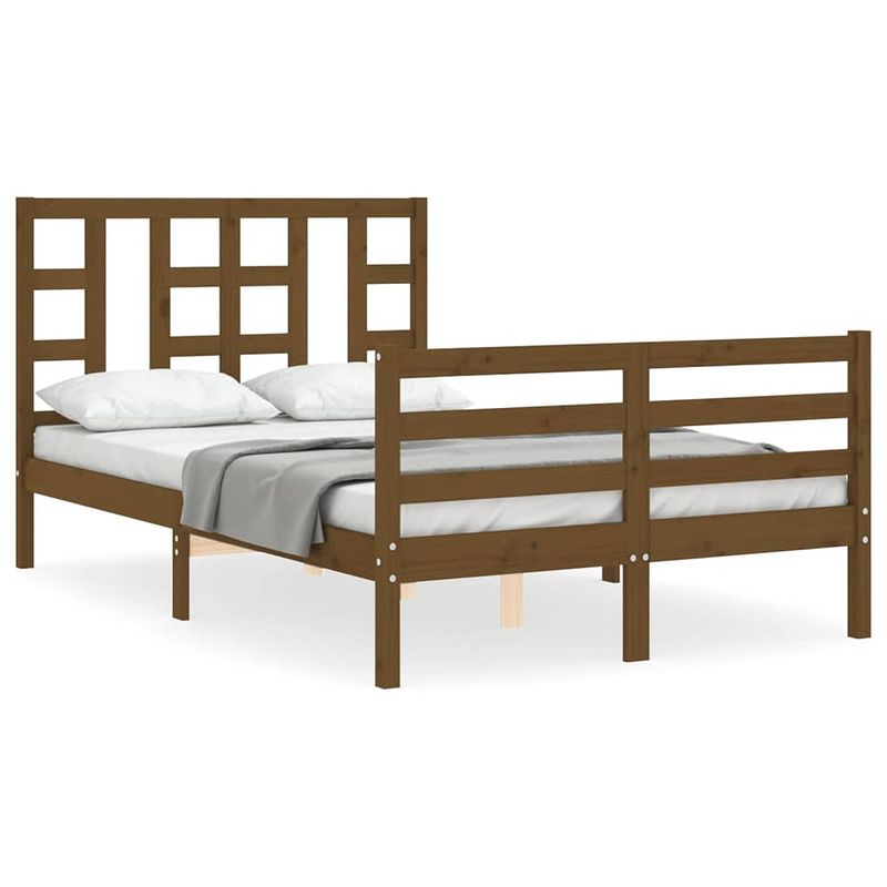 Foto van The living store bedframe grenenhout - honingbruin - 205.5 x 125.5 x 100 cm