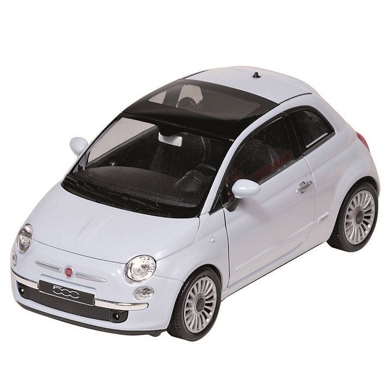 Foto van Modelauto/speelgoedauto fiat 500 2007 wit schaal 1:24/14 x 7 x 6 cm - speelgoed auto's