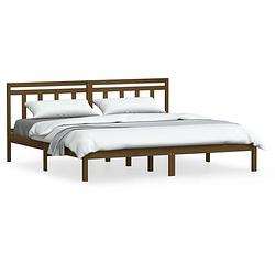 Foto van The living store bedframe - honingbruin - 205.5 x 166 x 100 cm - massief grenenhout