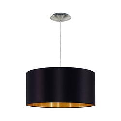 Foto van Eglo maserlo - hanglamp - 1 lichts - ø38cm - nikkel-mat - zwart, goud