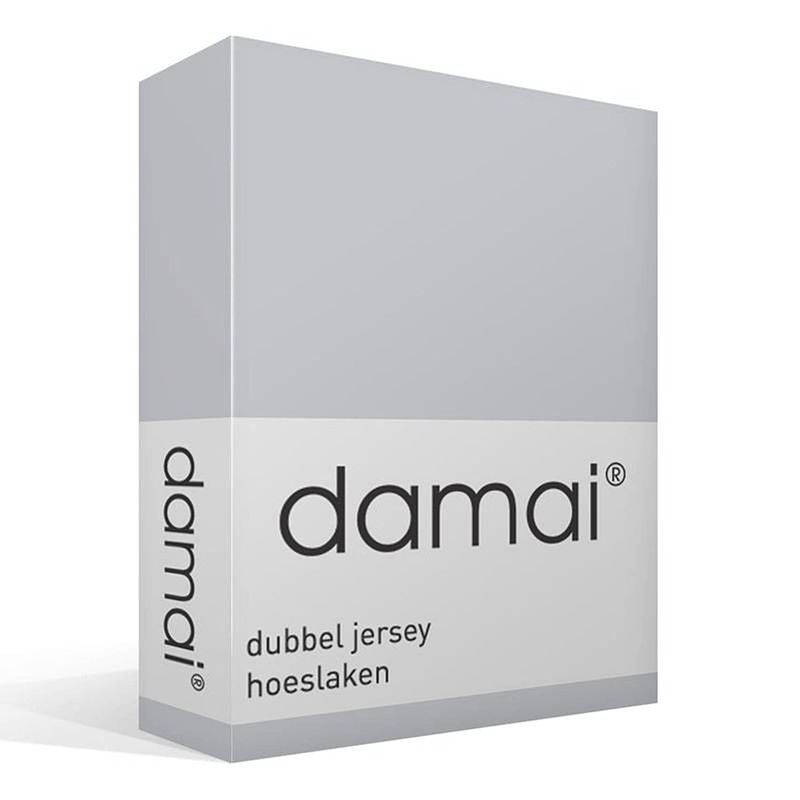 Foto van Damai dubbel jersey hoeslaken - 100% dubbel gebreide jersey katoen - lits-jumeaux (180/200x200/210/220 cm) - light grey