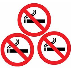 Foto van Set van 3x stuks sticker verboden te roken 14.8 cm rond - feeststickers