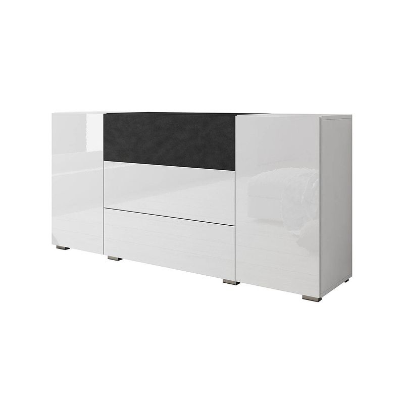 Foto van Meubella dressoir bonzo - wit - antraciet - 150 cm