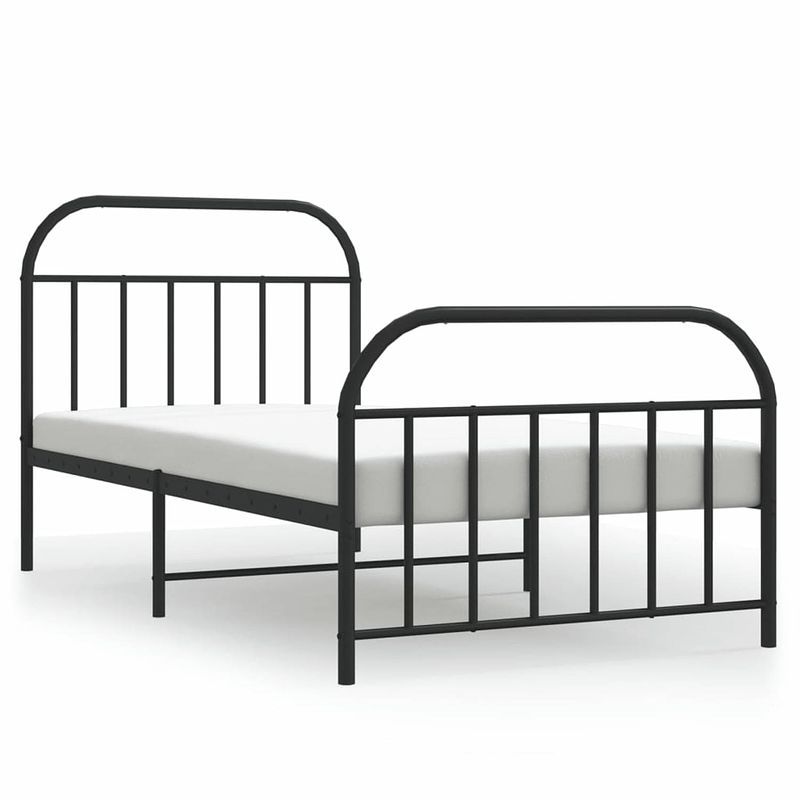 Foto van Vidaxl bedframe met hoofd- en voeteneinde metaal zwart 107x203 cm