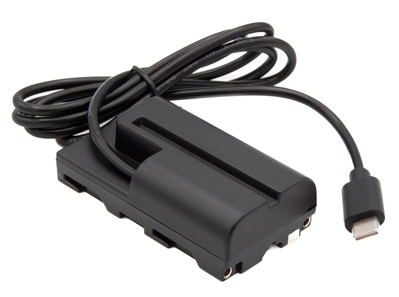 Foto van Chilipower dr-f550 dummy accu usb-c adapterset voor sony, accutype np-f550/np-f750/np-f960/np-f970