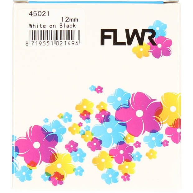 Foto van Flwr dymo 45021 wit op zwart breedte 12 mm labels
