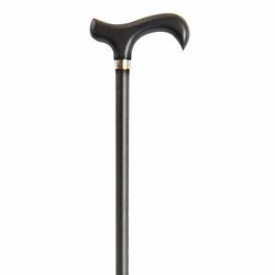 Foto van Classic canes verstelbare wandelstok - zwart - aluminium - derby handvat - lengte 71 - 93 cm