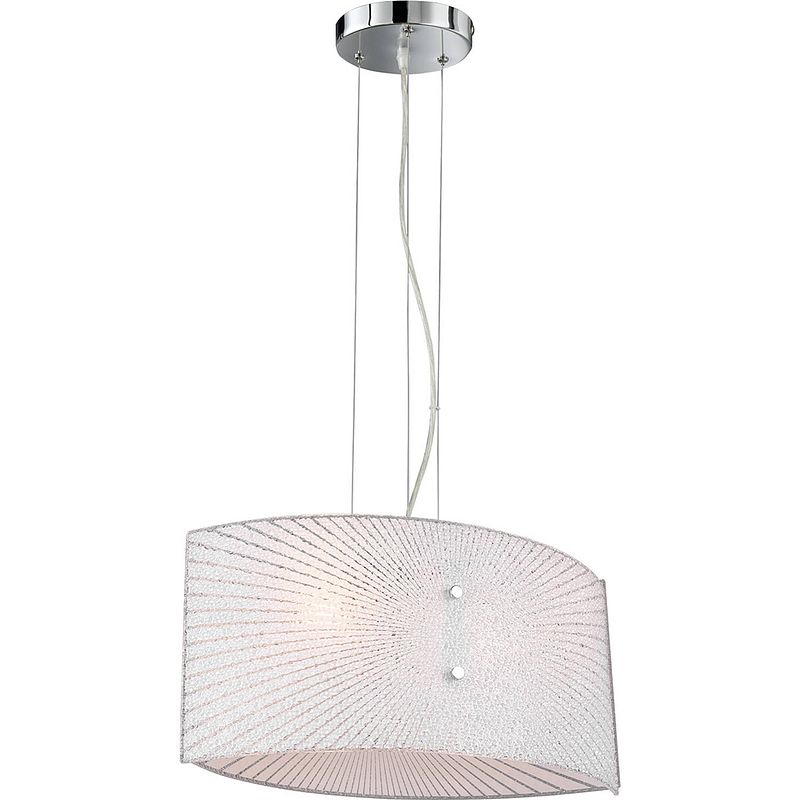 Foto van Led hanglamp - hangverlichting - trion elize - e27 fitting - 2-lichts - ovaal - mat chroom - aluminium