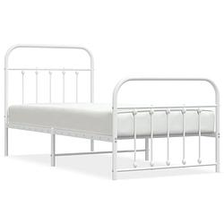 Foto van Vidaxl bedframe met hoofd- en voeteneinde metaal wit 90x190 cm