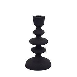 Foto van Ptmd lisanne black casted alu candleholder circles s