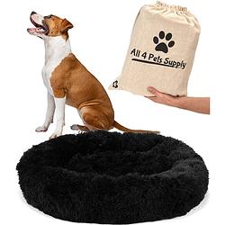 Foto van All 4 pets supply® hondenmand donut - maat m - geschikt voor honden tot 50 cm - hondenkussen - zwart