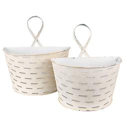 Foto van Clayre & eef plantenhanger beige ijzer halfrond hangpot beige hangpot